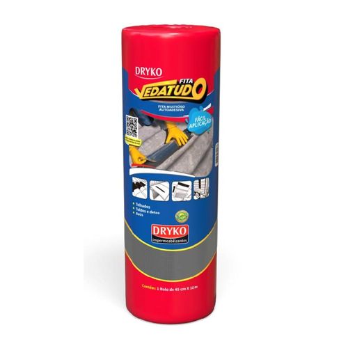 Fita Asfáltica Vedatudo Cinza 45cm 10m Dryko