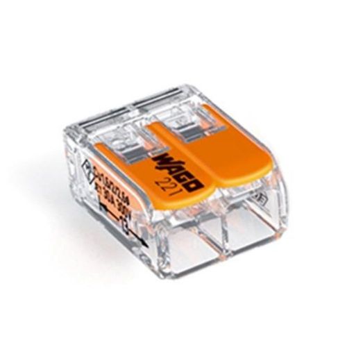 Conector Emenda 2 Polos até 4mm² 32A IP20 Wago 6 Peças