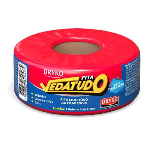 Fita Asfáltica Vedatudo Cinza 5cm 10m Dryko