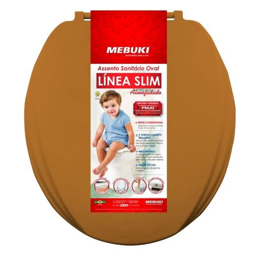 Assento Sanitário Convencional Almofadado Slim PP Oval Caramelo