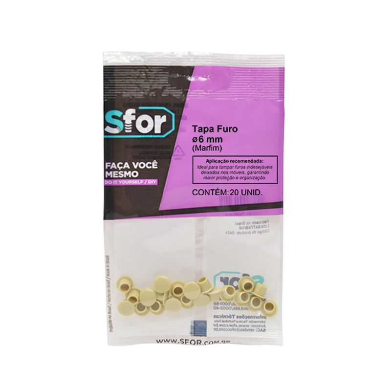Tapa-Furo-Plastico-6mm-Marfim-20-Pecas
