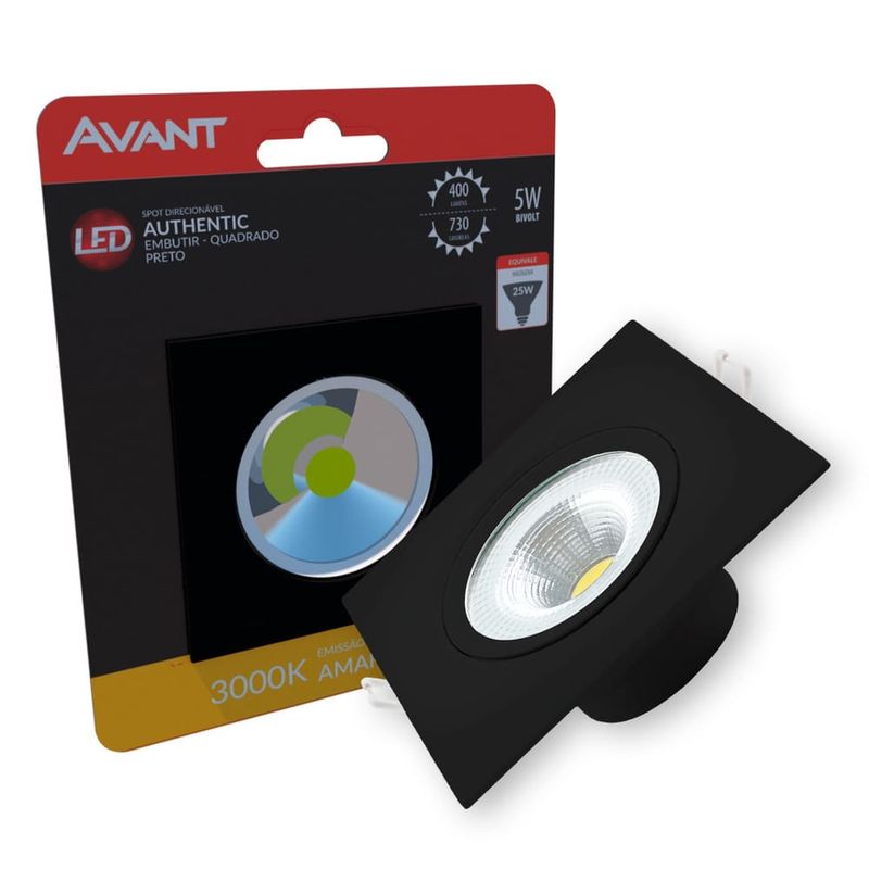 Spot-de-LED-Supimpa-Embutir-Quadrado-Preto-5W-450-Lumens-Luz-Amarela