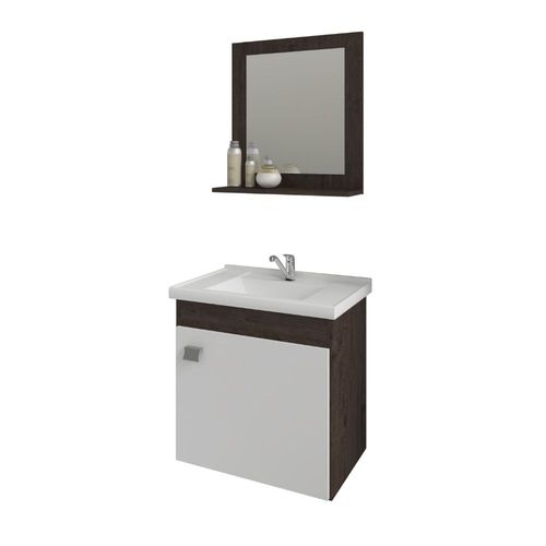 Kit Gabinete para Banheiro Iris Café/Branco 44,8cm