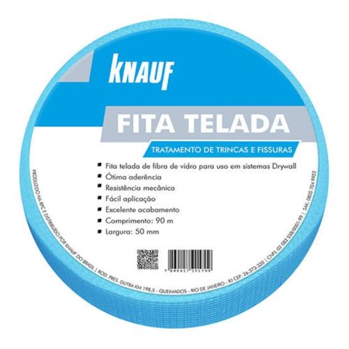 Fita Telada Fibra de Vidro para Drywall Azul 50mm 90m Knauf