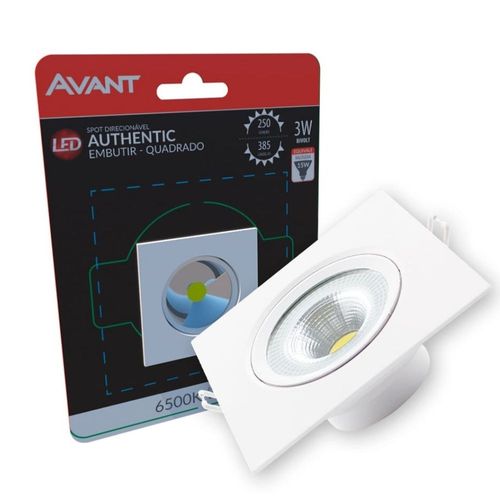 Spot de LED Authentic Embutir Quadrado 3W 250 Lúmens Luz Branca