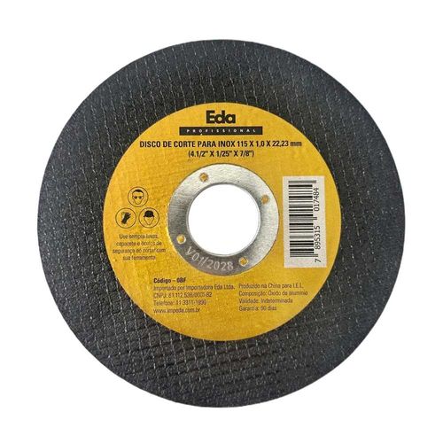 Disco de Corte para Aço Inox 115x1,0x22mm Eda