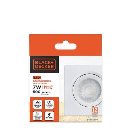 Spot de Led de Embutir Quadrado Branco 7W 500 Lúmens Luz Branca