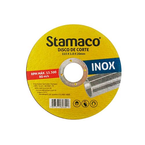 Disco de Corte 4.1/2" 115x1,0x20mm Inox para Serra Mármore Stamaco