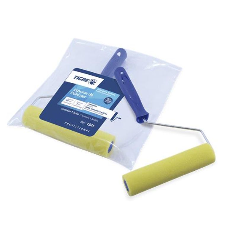 Rolo-de-Espuma-Amarelo-com-Suporte-1341-15cm-Tigre