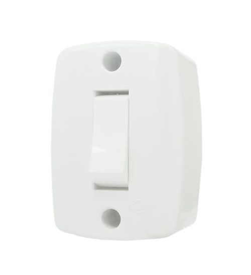 Conjunto de Sobrepor Interruptor Simples 6A/250V Branco Retangular