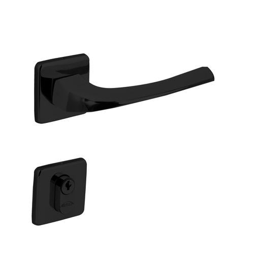 Fechadura Externa Roseta Quadrada Kiko 1080587 40mm Zamac Epoxi Preta