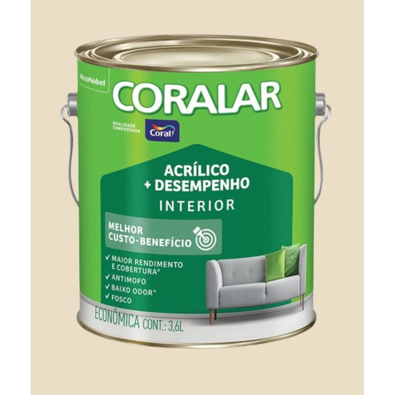 Tinta-Economica-Acrilica-Fosco---Desempenho-Palha-36L-Coralar