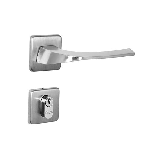 Fechadura Externa Roseta Quadrada Kiko 55mm Cromado Escovado