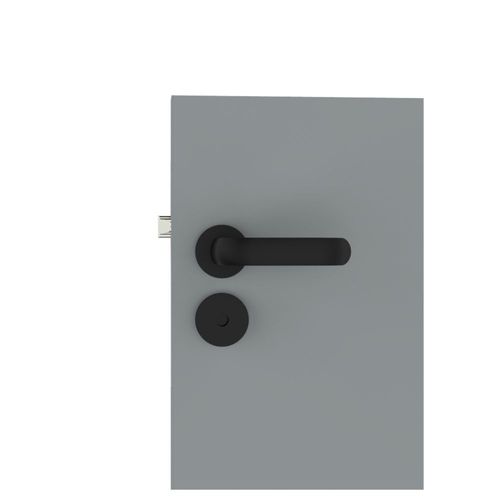Fechadura Banheiro Roseta Redonda 40MM Icaro Reta Preto Fosco