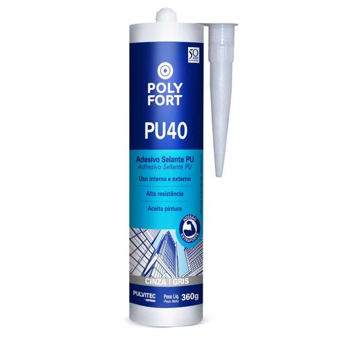 Selante Adesivo PU40 Multiuso Polyfort Cinza 360g Pulvitec