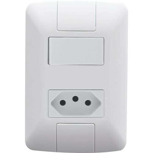 Conjunto Interruptor Simples + Tomada 2P+T 10A 4x2 Branco Aria