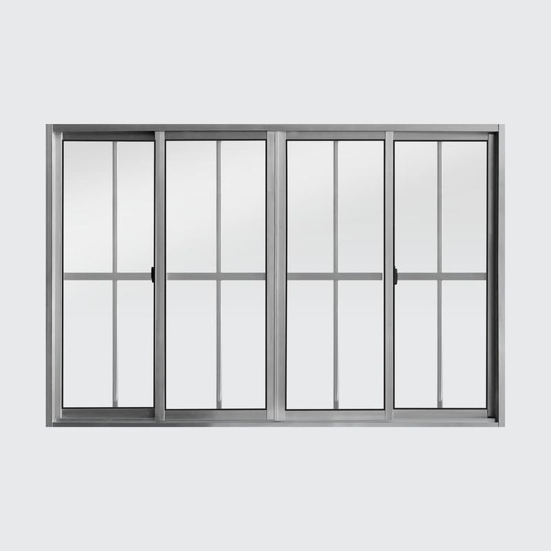 Janela-de-Correr-4-Folhas-com-Grade-Aluminio-Brilhante-100x150cm