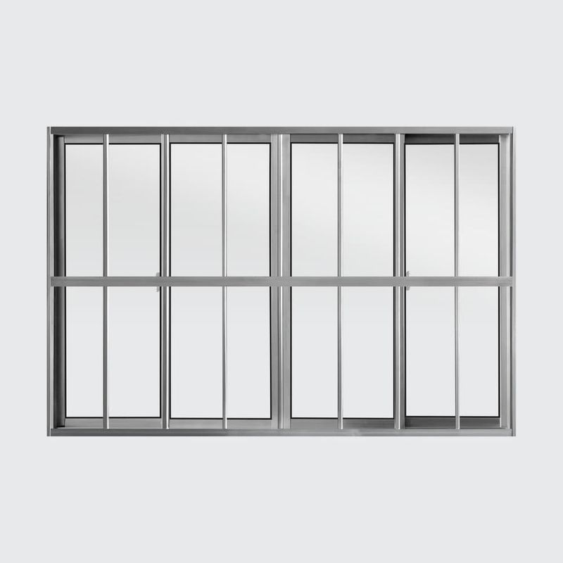 Janela-de-Correr-4-Folhas-com-Grade-Aluminio-Brilhante-100x150cm