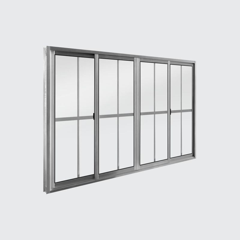 Janela-de-Correr-4-Folhas-com-Grade-Aluminio-Brilhante-100x150cm