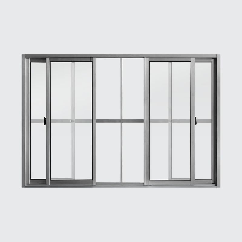 Janela-de-Correr-4-Folhas-com-Grade-Aluminio-Brilhante-100x150cm
