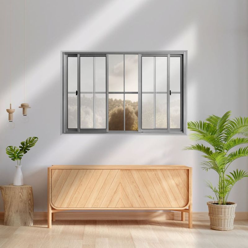 Janela-de-Correr-4-Folhas-com-Grade-Aluminio-Brilhante-100x150cm