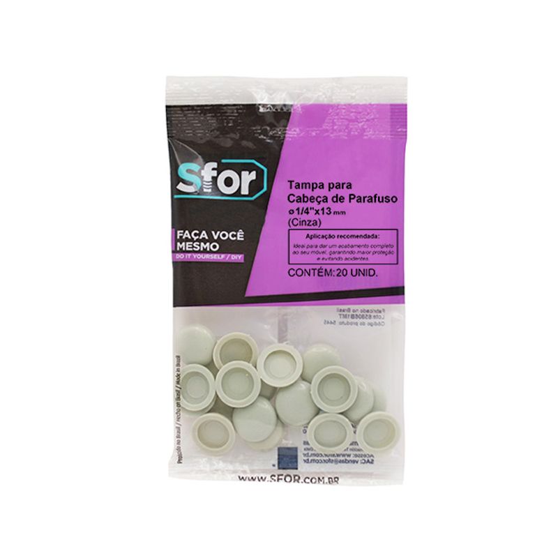 Tampa-para-Cabeca-de-Parafuso-1-4-x13mm-Cinza-20-Pecas
