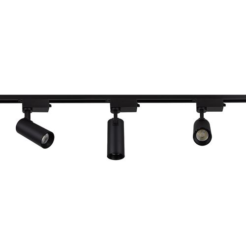 Kit Trilho Alumínio Preto com 3 Spots LED 30W 6300 Lúmens Luz Branca
