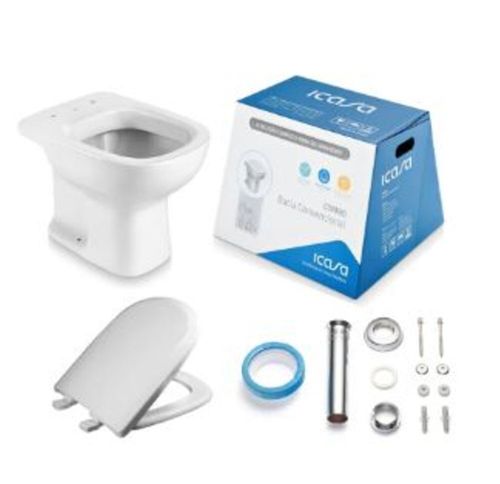 Kit Vaso Sanitário Convencional Saída Vertical Etna Branco Icasa