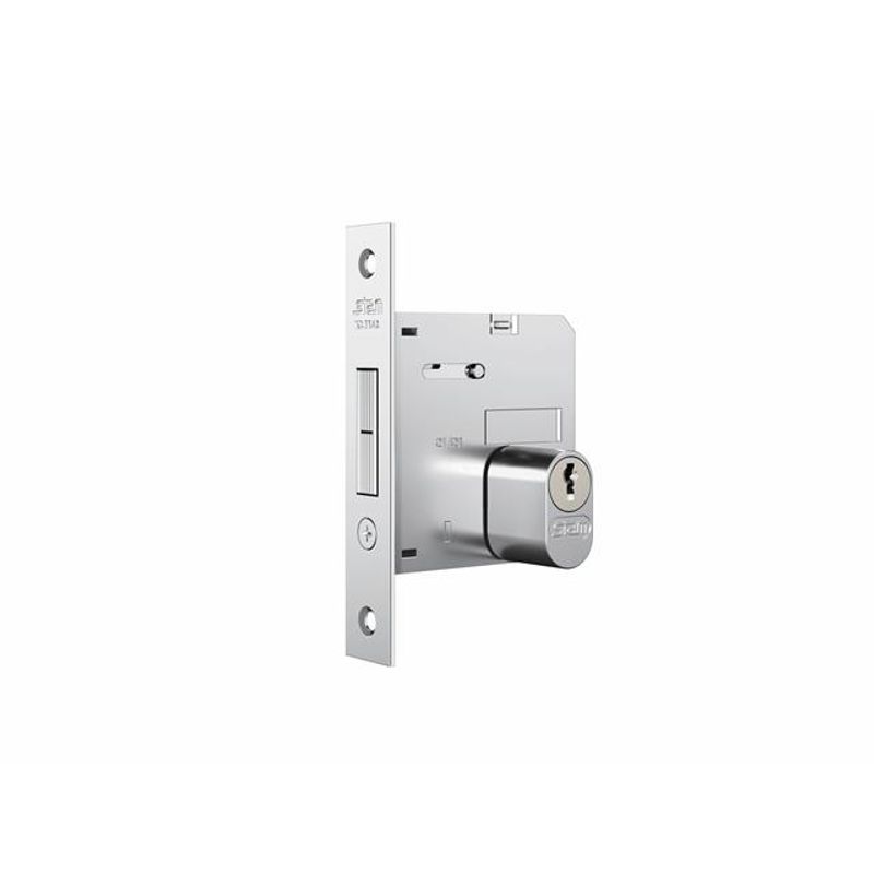 Fechadura-Externa-Roseta-Quadrada-Bico-Duplo-1006-45mm-Cromada