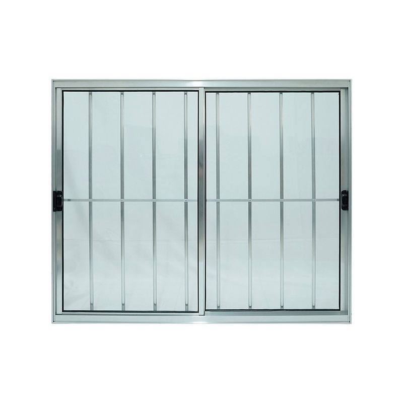 Janela-de-Correr-2-Folhas-com-Grade-Aluminio-Brilhante-100x150cm