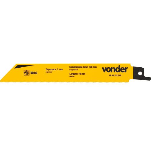 Lâmina de Serra Sabre 150mm 24 Dentes P/Poleg. P/Metal 2 PCS Vonder