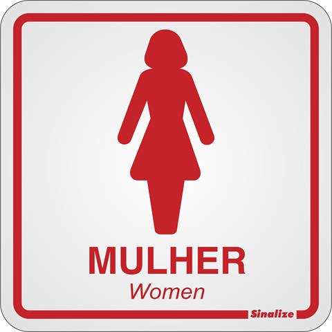Placa Banheiro Feminino 15x15cm em Alumínio