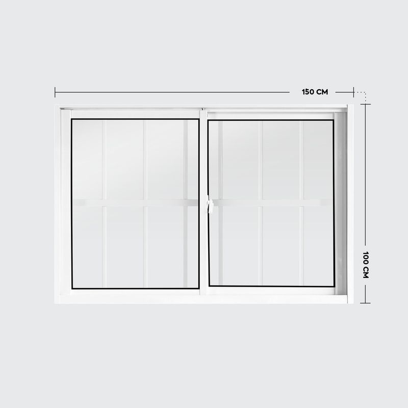Janela-de-Correr-2-Folhas-com-Grade-Aluminio-Branco-100x150cm