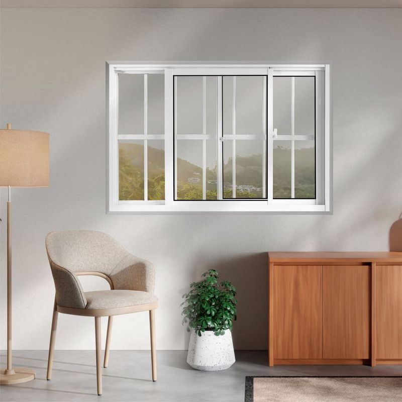Janela-de-Correr-2-Folhas-com-Grade-Aluminio-Branco-100x150cm