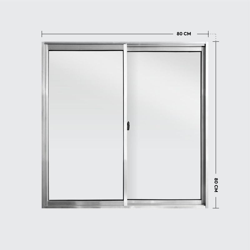 Janela-de-Correr-2-Folhas-sem-Grade-Aluminio-Brilhante-80x80cm