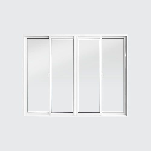Janela de Correr 4 Folhas sem Grade Alumínio Branco 100x120cm