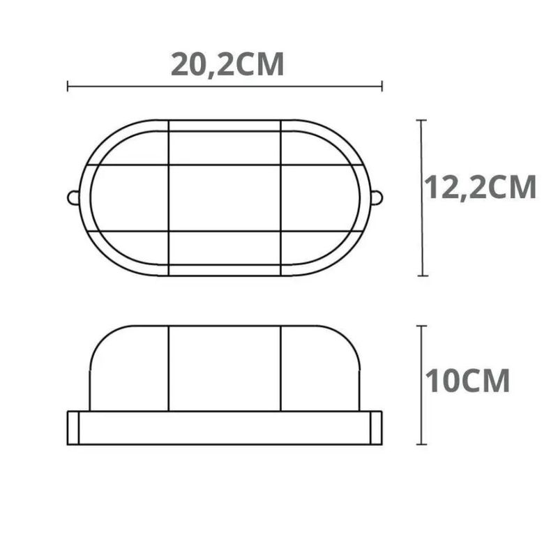Tartaruga-em-Polipropileno-Preta-sem-Grade-IP54-para-1-Lampada-E27