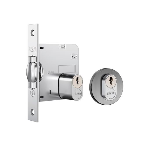 Fechadura Externa Roseta Redonda Trinco Rolete 45MM 1005 Inox Cromado