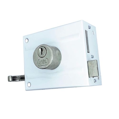 Fechadura de Sobrepor para Portão 100MM Chave Simples Branco