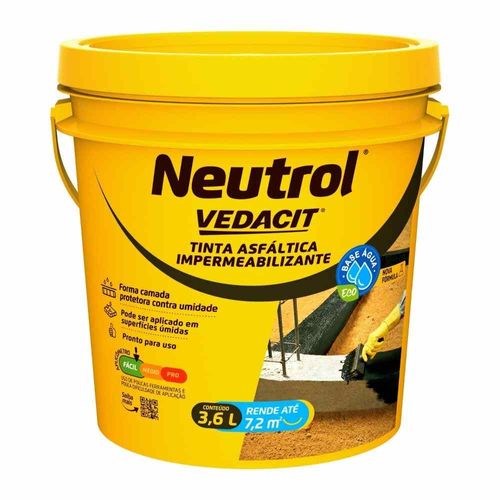Pintura Asfáltica Impermeabilizante Neutrol Acqua 3,6L Vedacit