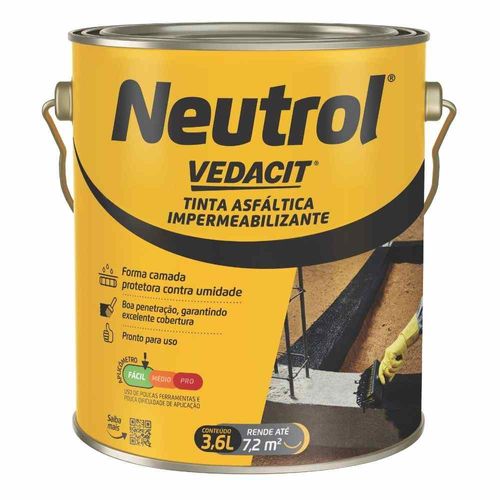 Pintura Asfáltica Impermeabilizante Neutrol 3,6L Vedacit
