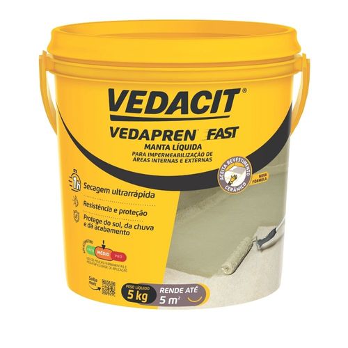 Manta Líquida Acrílica Impermeabilizante VedaprenF Branca 5Kg Vedacit