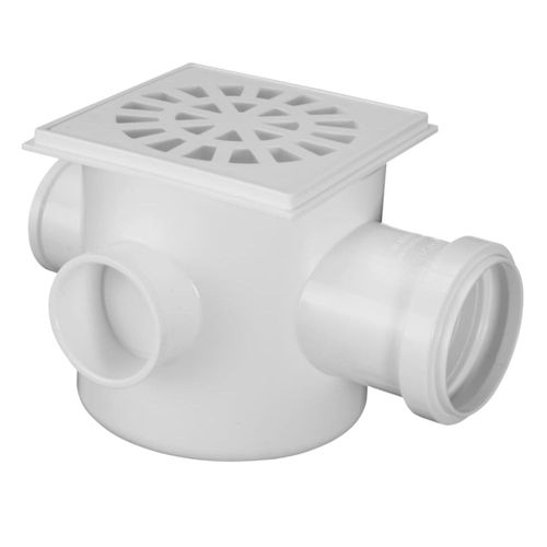 Caixa Sifonada com Grelha Quadrada Branca 100 x 100 x 50mm Krona