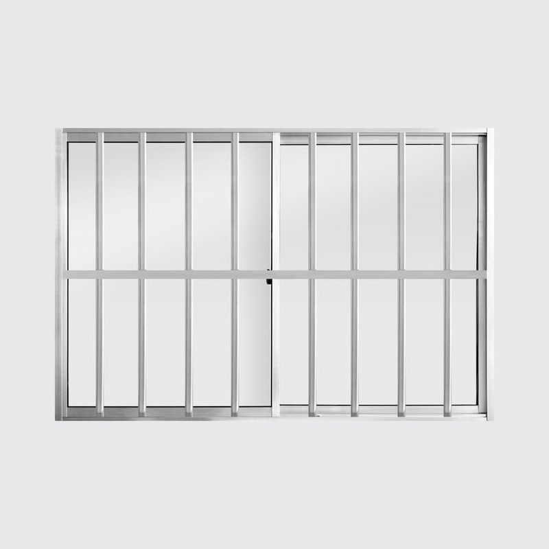 Janela-de-Correr-2-Folhas-com-Grade-Aluminio-Brilhante-100x150cm