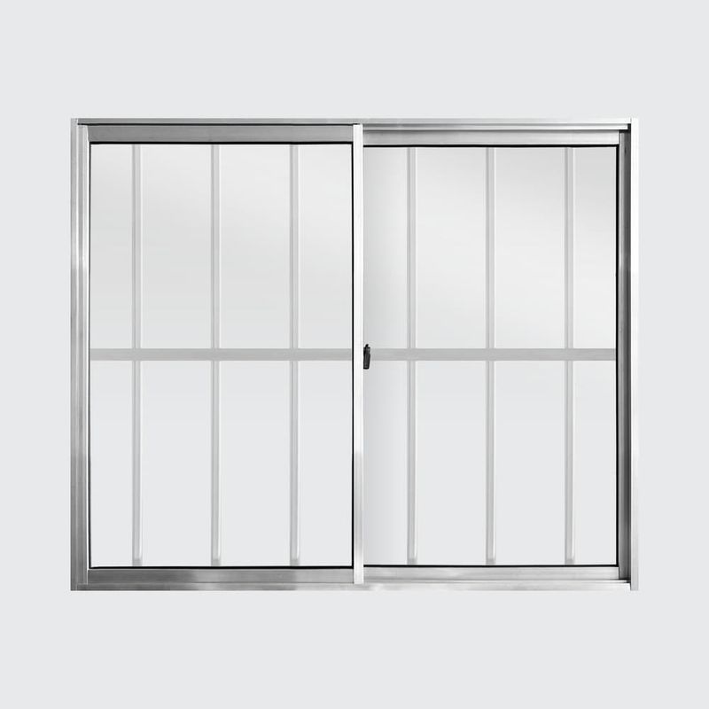 Janela-de-Correr-2-Folhas-com-Grade-Aluminio-Brilhante-100x120cm