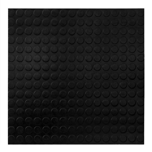 Piso Emborrachado Botão Light Preto 3mm 50x50cm