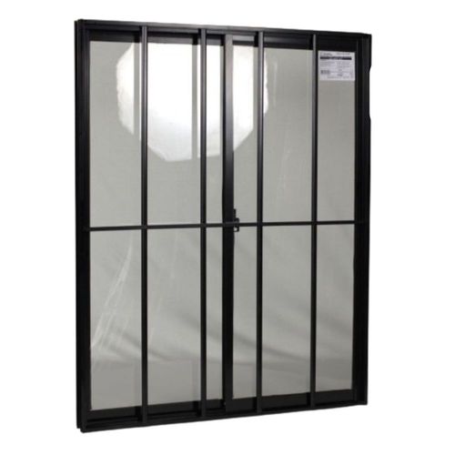 Janela de Correr 2 Folhas com Grade Alumínio Preto 100x150cm