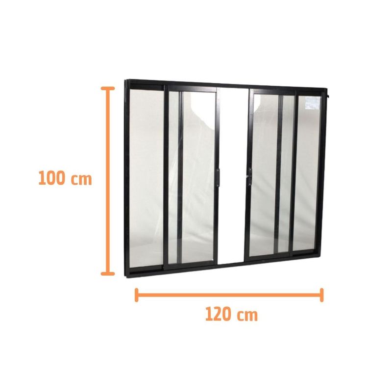 Janela-de-Correr-4-Folhas-sem-Grade-Aluminio-Preto-100x120cm