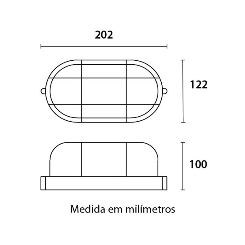 Tartaruga-em-Polipropileno-Branca-sem-Grade-IP54-para-1-Lampada-E27