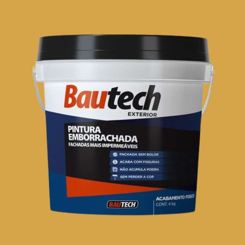 Tinta Acrílica Fosco Emborrachada Amarelo 4Kg Bautech